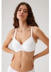 Kadın Beyaz 6104 Barcelona Balenli Desteksiz Göğüsü Kavrayan Kalın Askılı Tek Micro Sütyen