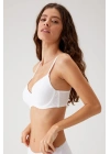 Kadın Beyaz 6104 Barcelona Balenli Desteksiz Göğüsü Kavrayan Kalın Askılı Tek Micro Sütyen