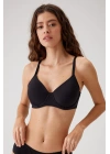 Kadın Siyah 6104 Barcelona Balenli Desteksiz Göğüsü Kavrayan Kalın Askılı Tek Micro Sütyen