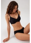 Kadın Siyah 6104 Barcelona Balenli Desteksiz Göğüsü Kavrayan Kalın Askılı Tek Micro Sütyen