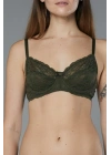 Kadın Haki Dantel İçi Boş Toparlayıcı Sutyen