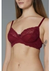 Kadın Bordo Dantel İçi Boş Toparlayıcı Sütyen