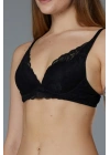Kadın Siyah Dantelli Balenli Pus-up Sütyen 11-394