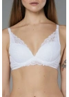 Kadın Beyaz Dantelli Balenli Pus-up Sütyen 11-394