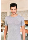 Erkek Gri Likralı Bisiklet Yaka Atlet