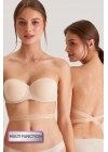 Kadın 6027 Pisa Destekli Push-up Straplez Multi Function Sütyen Ten