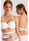 6027 Beyaz Pisa Push Up Straplez Multi Function Mikro Sütyen Askı Hediyeli