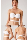 6027 Beyaz Pisa Push Up Straplez Multi Function Mikro Sütyen Askı Hediyeli
