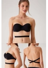 Kadın 6027 Pisa Destekli Push-up Straplez Multi Function Sütyen Siyah