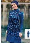 Likralı Tam Kapalı Tesettür Mayo 0484 Açık Lacivert