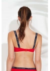 Kadın Kırmızı Ince Askılı Bikini Üst