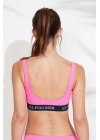 Kadın Pembe U Yaka Bralet Bikini Üstü