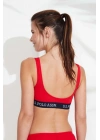 Kadın Kırmızı U Yaka Bralet Bikini Üst