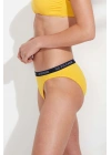 Kadın Sarı Kalın Kenarlı Lastikli Bikini Alt
