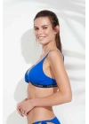 Kadın Saks Mavi Geniş Üçgen Bikini Üst