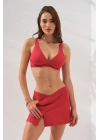 Pearl Etekli Fra Bikini Takım Üçlü Set Kırmızı 231228