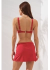Pearl Etekli Fra Bikini Takım Üçlü Set Kırmızı 231228