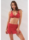Pearl Etekli Fra Bikini Takım Üçlü Set Kırmızı 231228