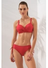 Kırmızı Alternatif Kullanımlı Arkadan Ayarlanabilir Bikini Takımı Üçgen Model Kaplı Estetik