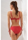 Kırmızı Alternatif Kullanımlı Arkadan Ayarlanabilir Bikini Takımı Üçgen Model Kaplı Estetik