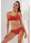 Kırmızı Alternatif Kullanımlı Arkadan Ayarlanabilir Bikini Takımı Üçgen Model Kaplı Estetik