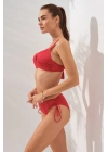 Kırmızı Alternatif Kullanımlı Arkadan Ayarlanabilir Bikini Takımı Üçgen Model Kaplı Estetik