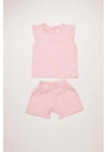 %100 Pamuk Kız Çocuk Yazlık Dokuma Şortlu Takım 303789