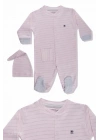 Şapkalı %100 Pamuklu Çizgili Bebek Tulumu 303768