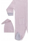 Şapkalı %100 Pamuklu Çizgili Bebek Tulumu 303768
