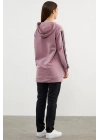 Kapüşonlu Oversize Eşofman Takım - Lila