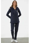 Kapüşonlu Kapitone Detaylı Eşofman Takım - Lacivert