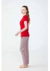 Kadın Kırmızı Patlı Pijama Takımı