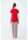 Kadın Kırmızı Patlı Pijama Takımı