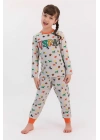 U.s. Polo Assn Yıldızlı Bejmelanj Kız Çocuk Pijama Takımı