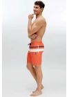 Erkek Turuncu Uzun Deniz Şortu 22003