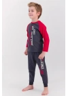Antrasit Bordo Erkek Çocuk Pijama Takımı
