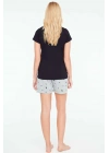 16889 Kadın Lacivert T-shirt Şort Takımı