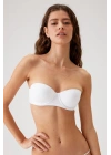 Kadın Beyaz 6021 Balenli Straplez Şeffaf Askılı Desteksiz Micro Sütyen