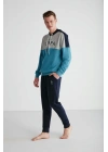 - Erkek Turkuaz Kapşonlu Pijama Takımı
