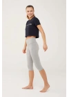 Kadın Gri Melanj Kısa Tayt 16608