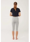 Kadın Gri Melanj Kısa Tayt 16608