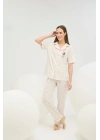 16608 KADIN BASKILI DÜĞMELİ PİJAMA TAKIM