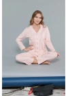 Melodi Kadın Çizgili Pamuklu Düğmeli Pijama Takım 9137