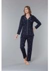 Melodi Kadın Pamuklu Düğmeli Pijama Takım 9136