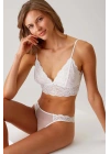 Ekru 4842 İnce Askılı Dantelli Bralet Sütyen Takım