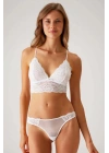 Ekru 4842 İnce Askılı Dantelli Bralet Sütyen Takım