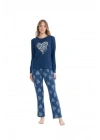 U.S. Polo Assn. Kadın Lacivert Yuvarlak Yaka Pijama Takımı