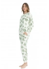 U.s Polo Assn. 17105 Kadın Yumoş Kumaş Yuvarlak Yaka Uzun Kollu Paçası Lastikli Pijama Takımı-Yeşil