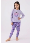 Kız Çocuk Mor Uzun Kol Pijama Takım