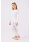 Kız Çocuk Beyaz Uzun Kol Pijama Takım